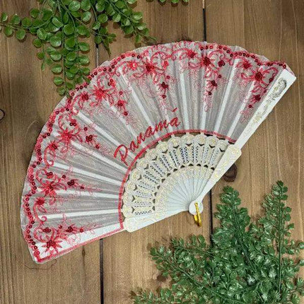 Elegant Colorful Lace Fan for Pollera Panama - VivianFongDesignsLLC