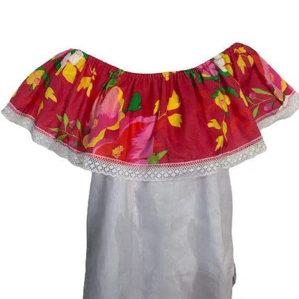Floral Hispanic Traditional Dress - VivianFongDesignsLLC