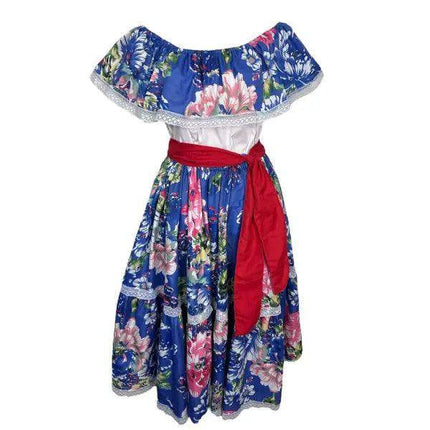 Floral Hispanic Traditional Dress - VivianFongDesignsLLC