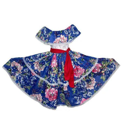 Floral Hispanic Traditional Dress - VivianFongDesignsLLC