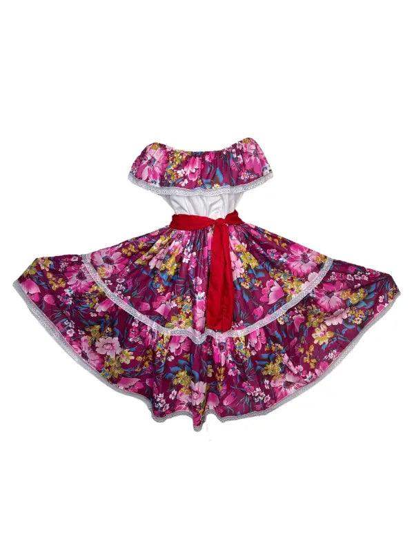 mexican pink dress Floral Jibarita Campesina Dress