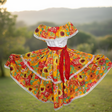 Floral Hispanic Traditional Dress