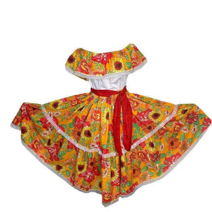 Floral Hispanic Traditional Dress - VivianFongDesignsLLC