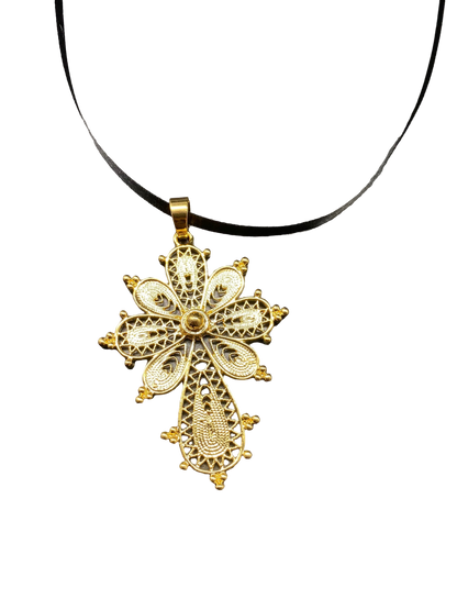 Gold Plated Filigree Cross Charm for Panamanian Pollera - Vivian Fong Designs