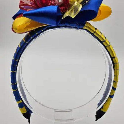 Handcrafted Floral Headband - Yellow, Blue & Red - VivianFongDesignsLLC