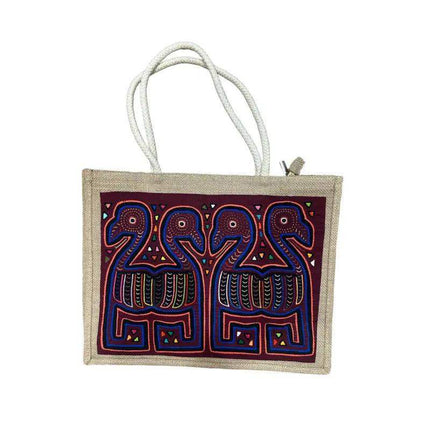 Handwoven Panamanian Ethnic Large Tote Bag with Mola Designs - VivianFongDesignsLLC