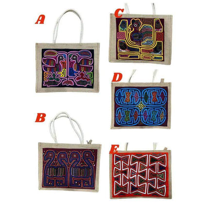 Handwoven Panamanian Ethnic Large Tote Bag with Mola Designs - VivianFongDesignsLLC