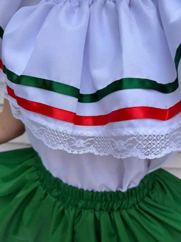 red white and green mexican dress Peasant Dress Authentic Mexican Red/White/Green Adelita Creation Ethnic Festival