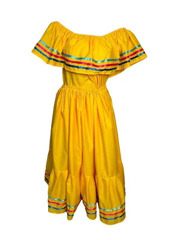 Nicaragua Traditional Fiesta Dress - Yellow - VivianFongDesignsLLC