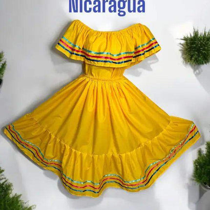 Nicaragua Traditional Fiesta Dress - Yellow - VivianFongDesignsLLC