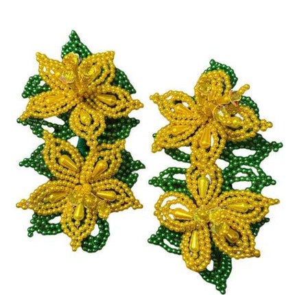 Pair of Handmade White Pearl Tembleques with Flowers - VivianFongDesignsLLC