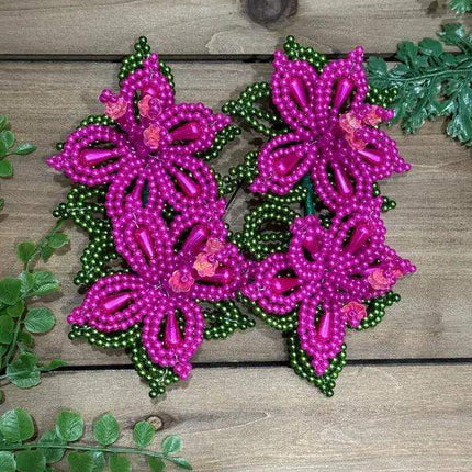 Pair of Handmade White Pearl Tembleques with Flowers - VivianFongDesignsLLC