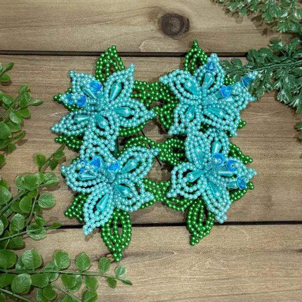 Pair of Handmade White Pearl Tembleques with Flowers - VivianFongDesignsLLC