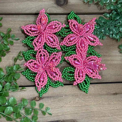 Pair of Handmade White Pearl Tembleques with Flowers - VivianFongDesignsLLC