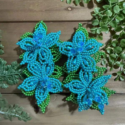 Pair of Handmade White Pearl Tembleques with Flowers - VivianFongDesignsLLC