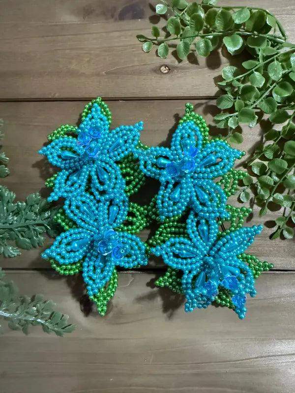 Pair of Handmade White Pearl Tembleques with Flowers - VivianFongDesignsLLC