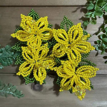 Pair of Handmade White Pearl Tembleques with Flowers - VivianFongDesignsLLC