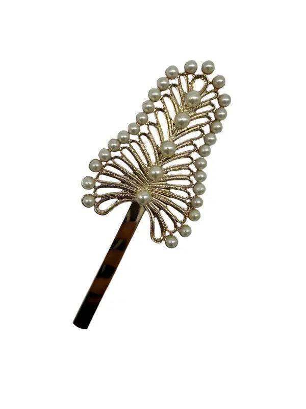 Pajuela for Panamanian Pollera - Stainless Steel with White Pearls - VivianFongDesignsLLC