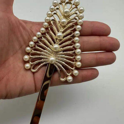 Pajuela for Panamanian Pollera - Stainless Steel with White Pearls - VivianFongDesignsLLC