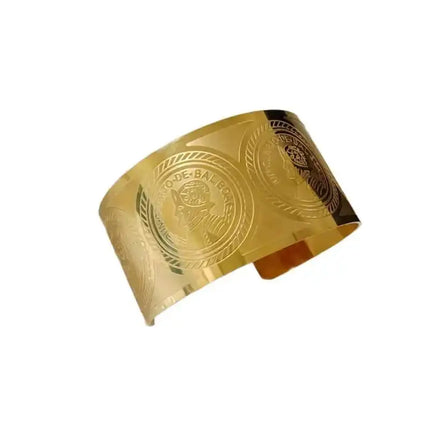 Panamanian Balboa Coin Bracelet Cuff - Gold Plated Stainless Steel - VivianFongDesignsLLC