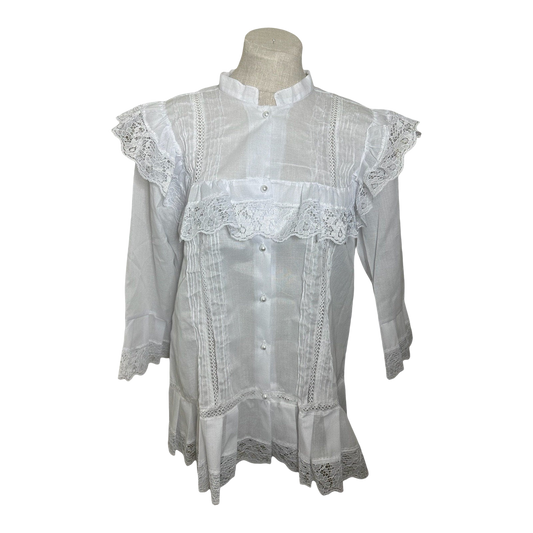 Panamanian Blouse, White Basquiña Traditional - Vivian Fong Designs