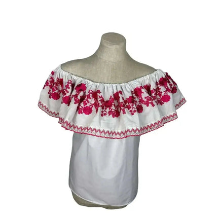 Panamanian Blouse with Embroidered Ruffle - Blusa Campesina - VivianFongDesignsLLC