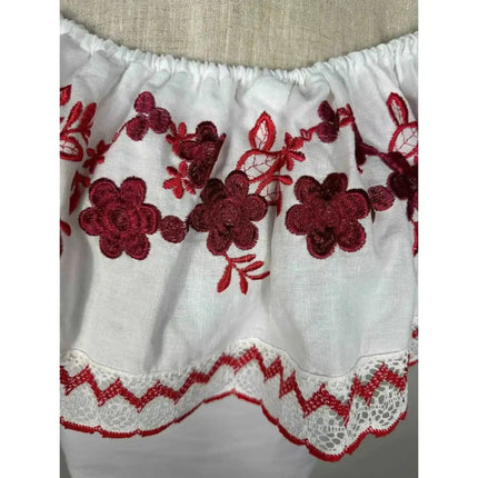 Panamanian Blouse with Embroidered Ruffle - Blusa Campesina - VivianFongDesignsLLC