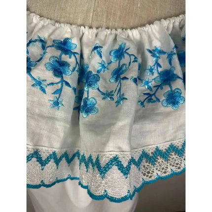 Panamanian Blouse with Embroidered Ruffle - Blusa Campesina - VivianFongDesignsLLC