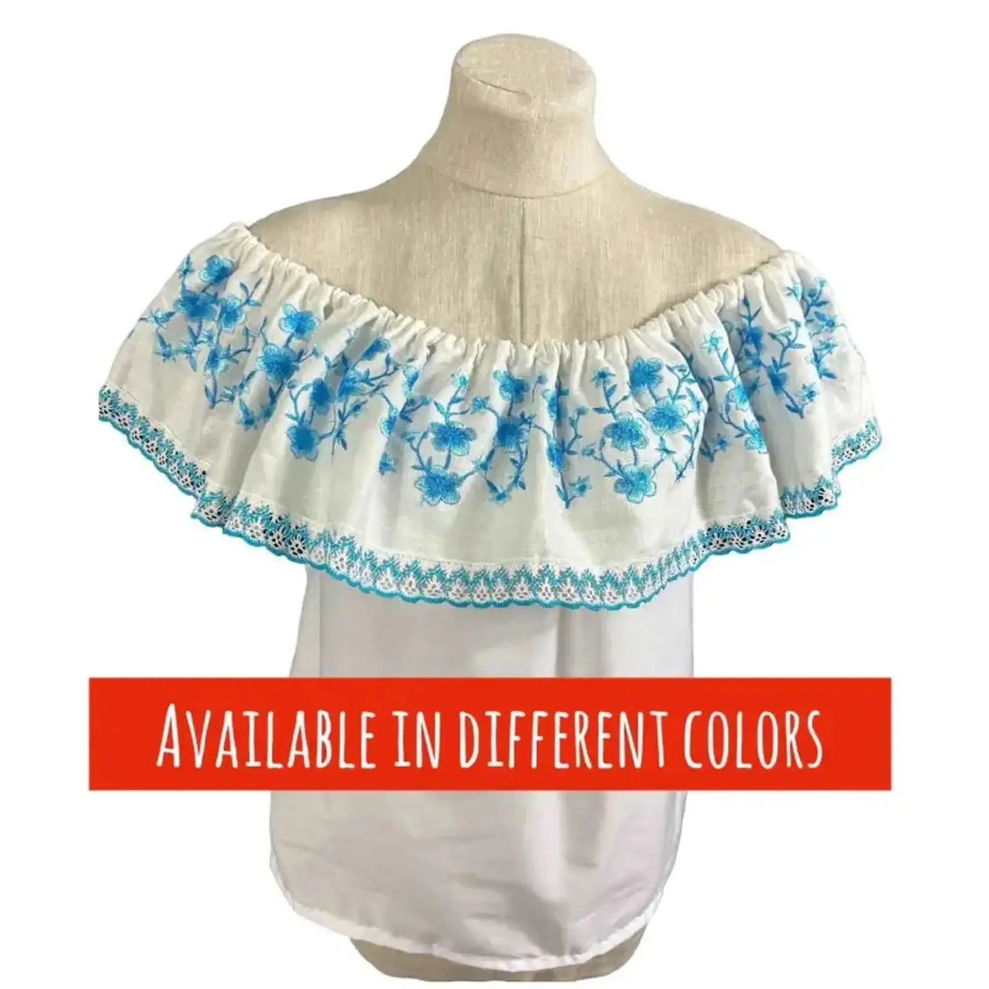 Panamanian Blouse with Embroidered Ruffle - Blusa Campesina