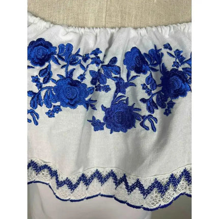 Panamanian Blouse with Embroidered Ruffle - Blusa Campesina - VivianFongDesignsLLC