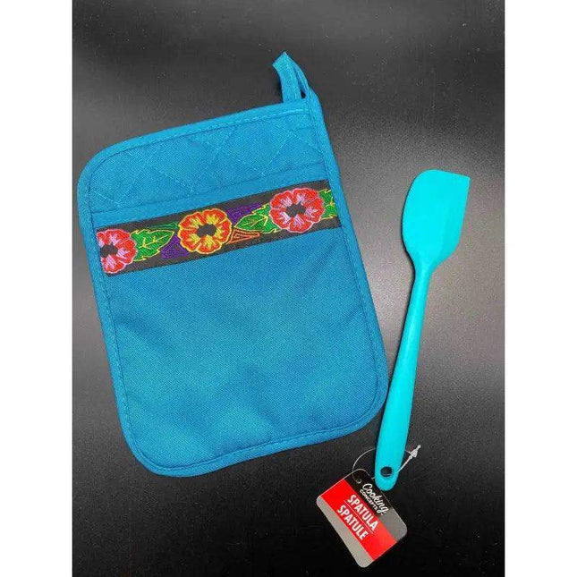Panamanian Mola Style Pot Holders Gift Set with Spatula - VivianFongDesignsLLC