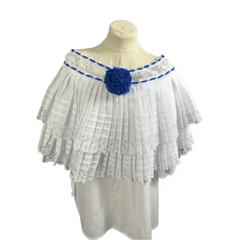 Panamanian Montuno Pollera White Blouse - VivianFongDesignsLLC