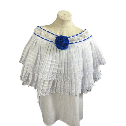 Panamanian Montuno Pollera White Blouse