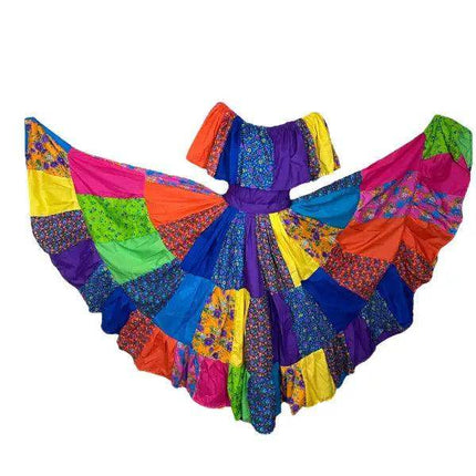 Panamanian Pollera Congo Multicolor Dress - VivianFongDesignsLLC