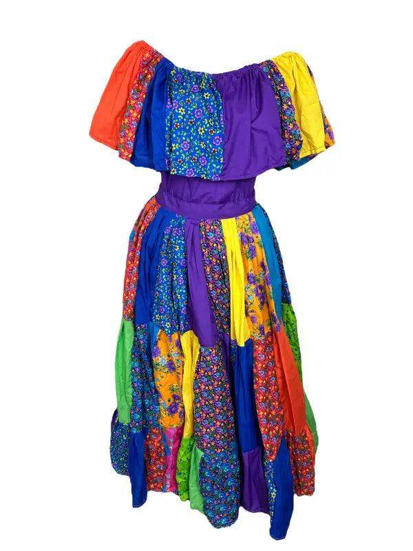 Panamanian Pollera Congo Multicolor Dress - VivianFongDesignsLLC