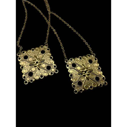 Panamanian Pollera Stainless Steel Escapulario Necklace - VivianFongDesignsLLC