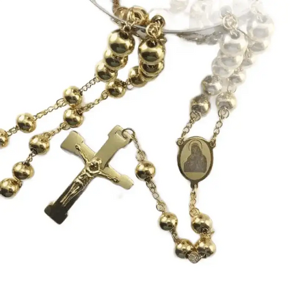 Panamanian Pollera Stainless Steel Rosary Necklace - VivianFongDesignsLLC