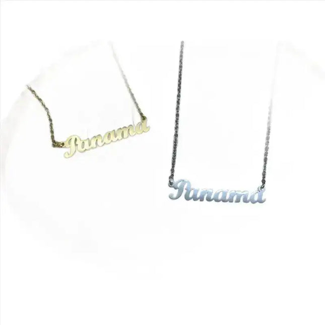 Panamanian Stainless Steel Charm Necklace - Gold/Silver Plated - VivianFongDesignsLLC