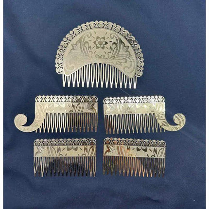 Panamanian Stainless Steel Gold Headcombs Set - VivianFongDesignsLLC
