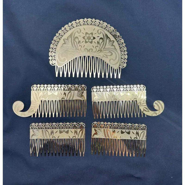 Panamanian Stainless Steel Gold Headcombs Set - VivianFongDesignsLLC