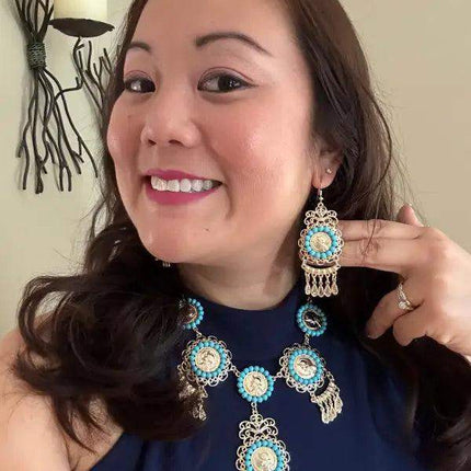 Panamanian Stainless Steel Jewelry Set: Choker, Earrings, Bracelet & Ring - VivianFongDesignsLLC