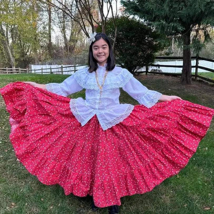 Panamanian Traditional Basquina Style Pollera Dress - VivianFongDesignsLLC