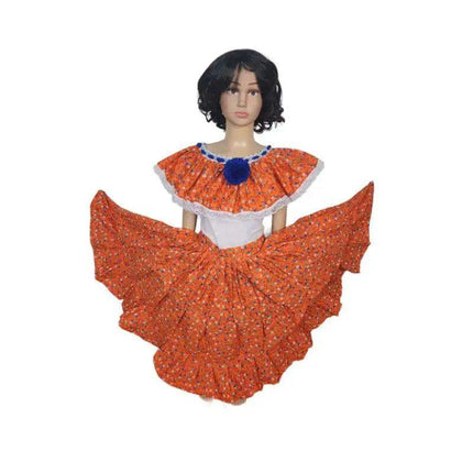 Panamanian Traditional Pollera Montuno Dress for Girls - VivianFongDesignsLLC