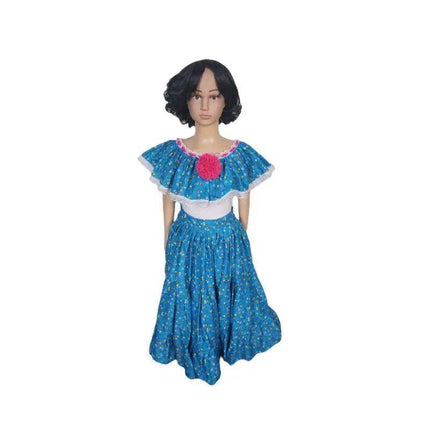Panamanian Traditional Pollera Montuno Dress for Girls - VivianFongDesignsLLC