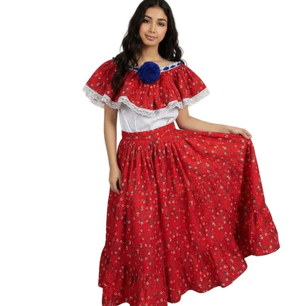 Panamanian Traditional Pollera Montuno Dress for Girls - VivianFongDesignsLLC