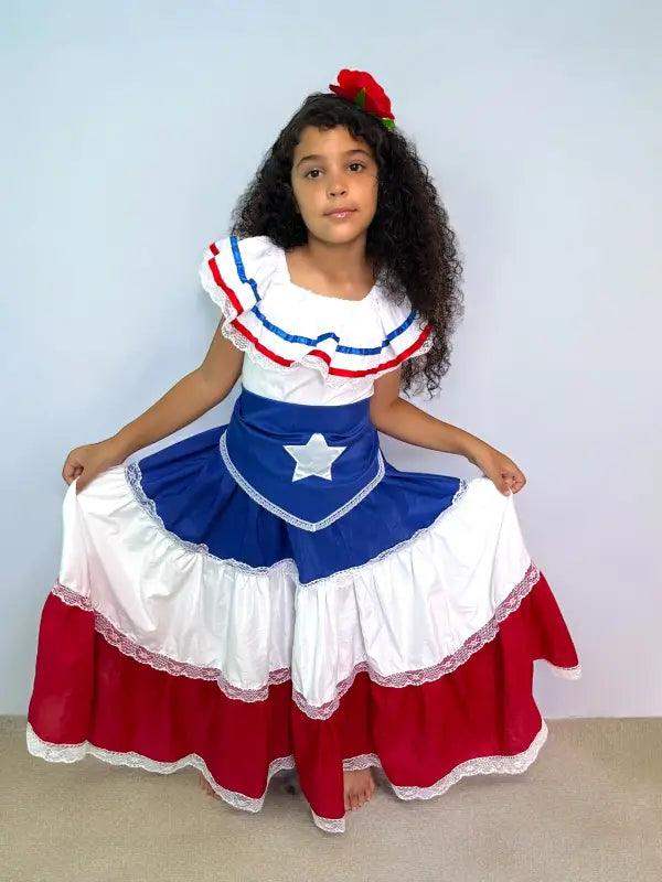 Puerto Rican Dress Girls Traditional White Star Belt – VivianFongDesignsLLC