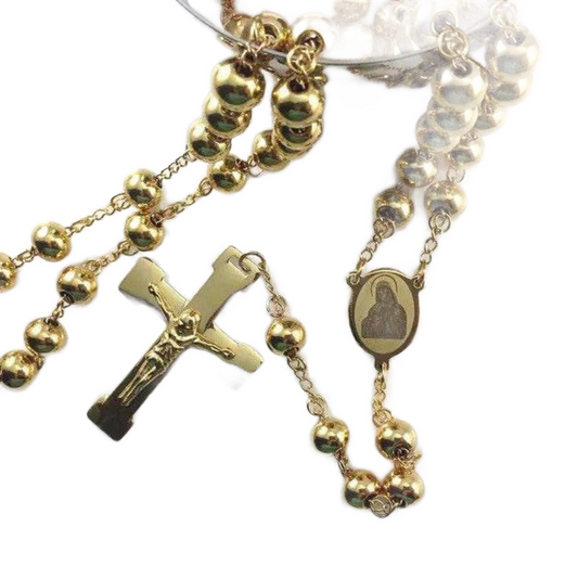 Panamanian Pollera Stainless Steel Rosary Necklace