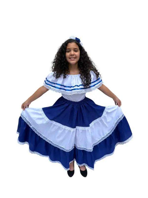 Salvadoran Traditional Girls Fiesta Dress - VivianFongDesignsLLC