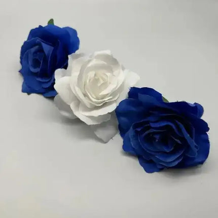 Set of 3 Blue and White Rose Hair Clips - VivianFongDesignsLLC