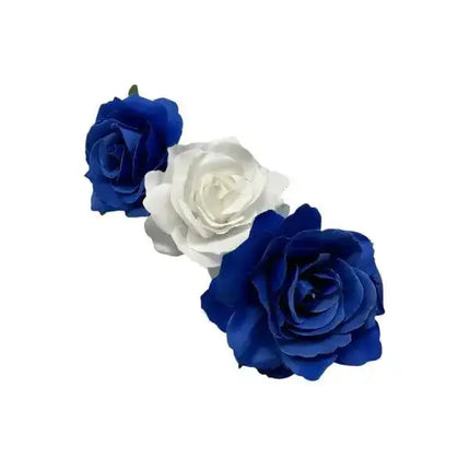 Set of 3 Blue and White Rose Hair Clips - VivianFongDesignsLLC